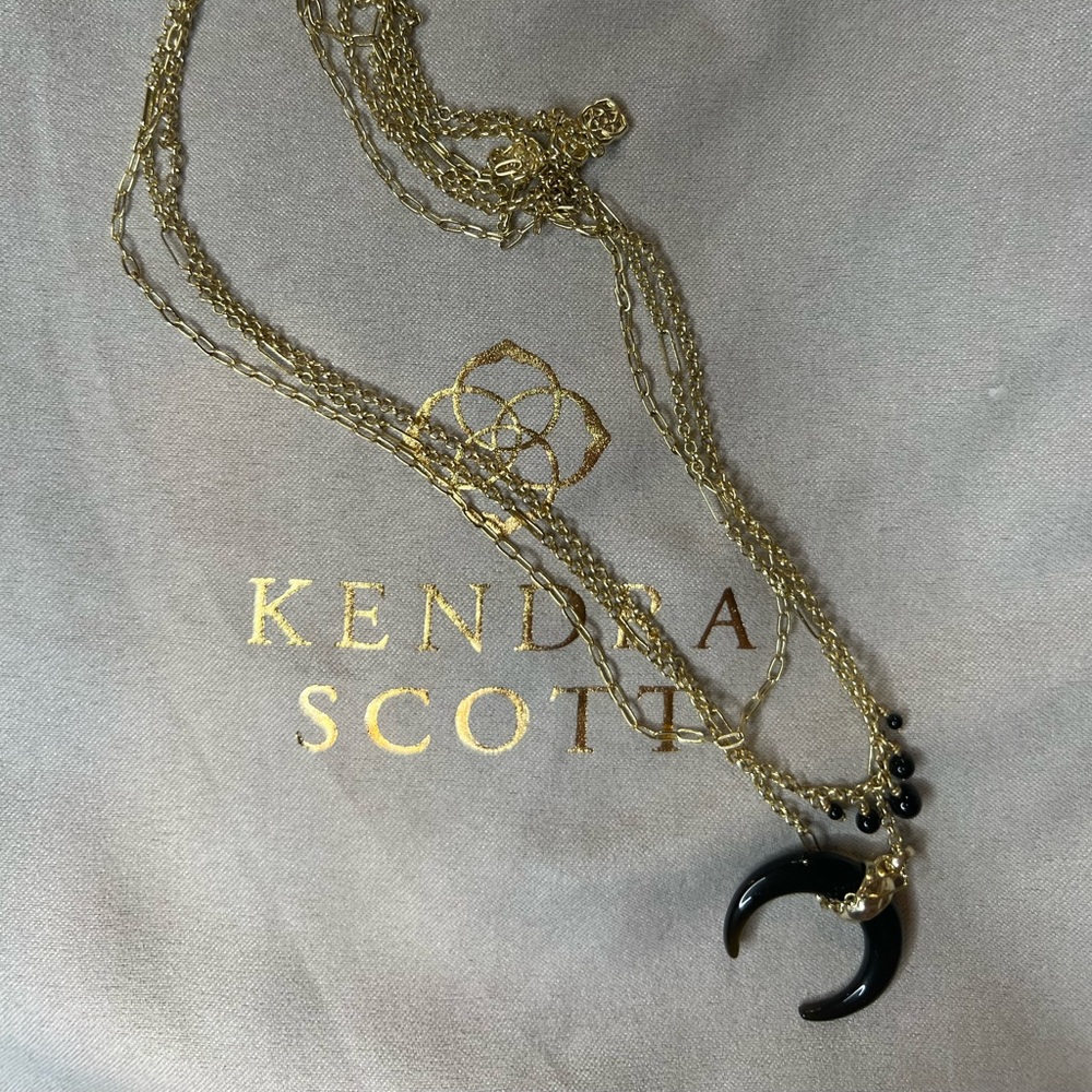 Kendra Scott Gemma Gold Triple Strand Necklace in Golden Obsidian